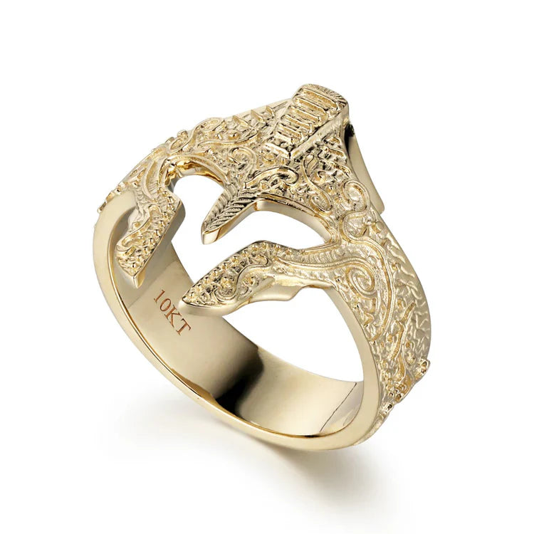 Tonglin Men's Spartan Helmet Ring 10K Gold Bold Warrior Design wholesale gold rings