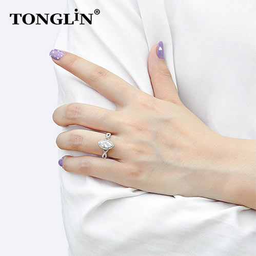 Tonglin custom made silver rings engagement ring fashion custom jewelry women 925 sterling silver ring manufacturer wholesale