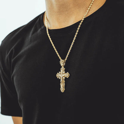 Tonglin Vintage Cross Pendant Necklace  Men's Gold Jewelry - Wholesale Pendant