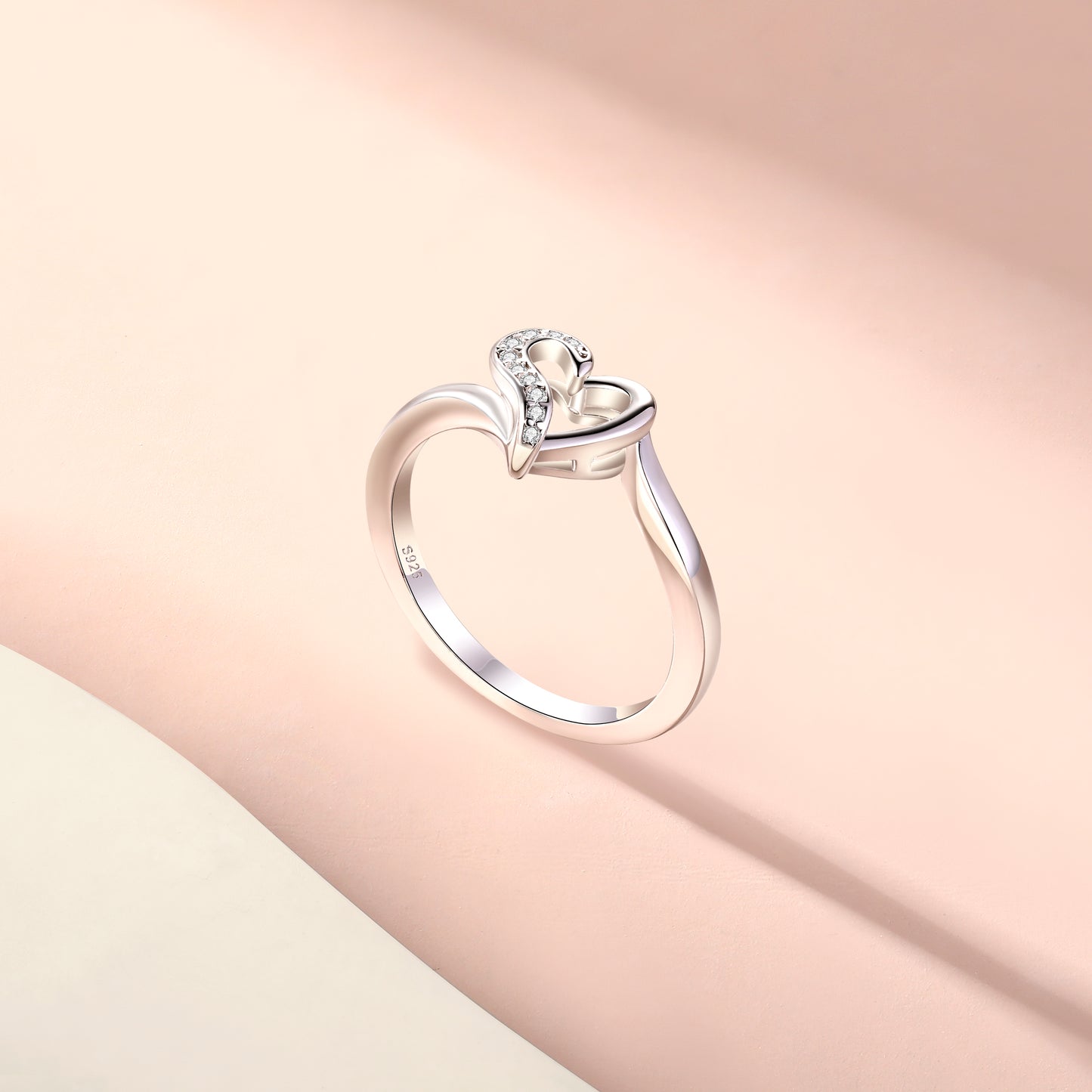 Tonglin Heart White Gold Ring for Women