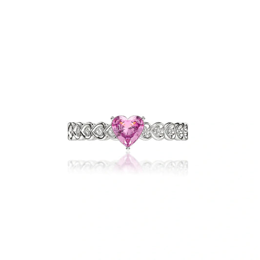 Tonglin Heart Linked Promise White Gold Ring - Wholesale Gold Rings