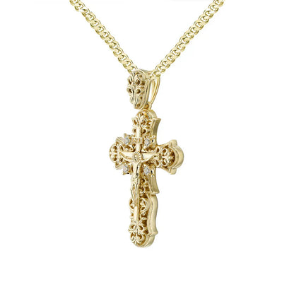 Tonglin Vintage Cross Pendant Necklace  Men's Gold Jewelry - Wholesale Pendant