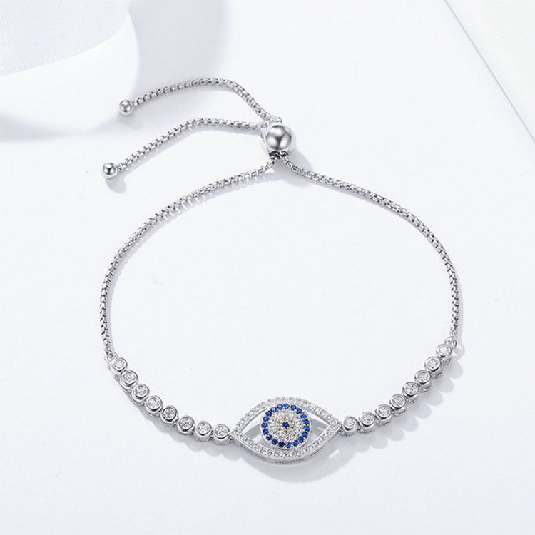 Tonglin Sterling Silver Evil Eye Bracelet With Cubic Zirconia